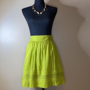 LOFT Green Eyelet Hem Cotton Skirt Size 4